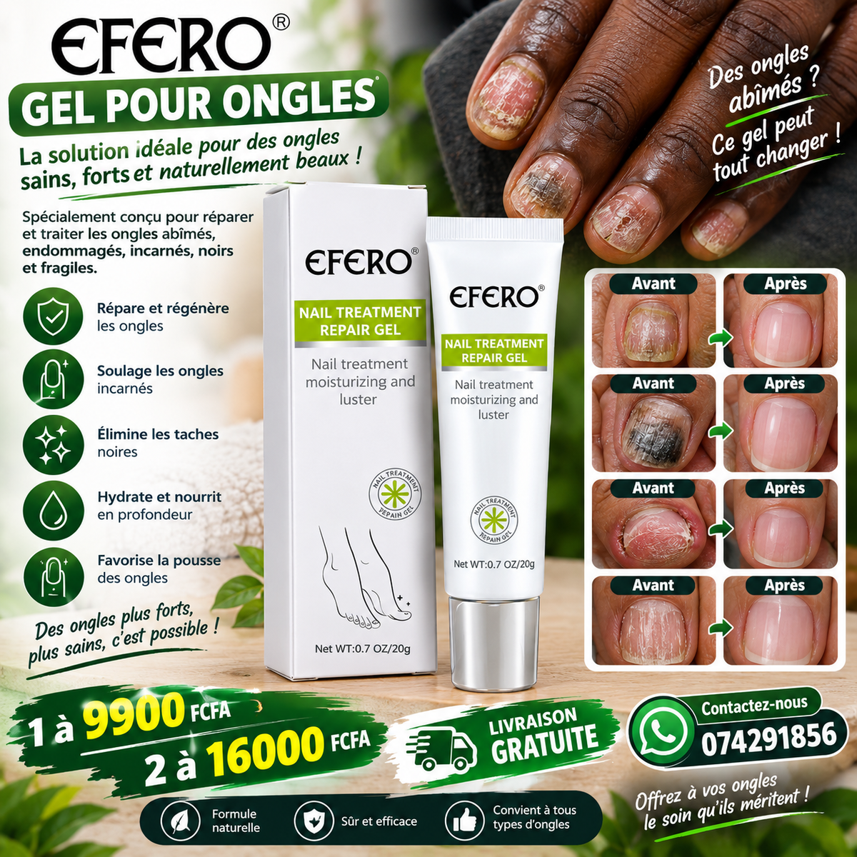 Gel efero ongle abîmé